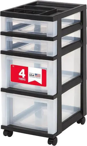 4-Drawer Rolling Storage Cart, Black/Clear | Keep classroom supplies, teacher essentials, craft materials, and learning tools organized with easy-access drawers 4-Drawer Rolling Storage Cart, Black/Clear | Keep classroom supplies, teacher essentials, craft materials, and learning tools organized with easy-access drawers