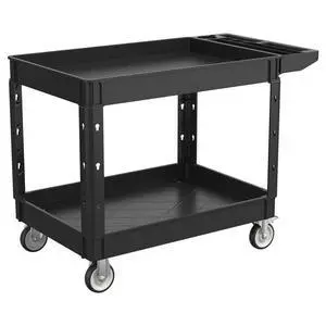 Utility Rolling Storage Cart, 45 x 25 Inch, 1000 Lbs Capacity, Black | Tool Cart with 360° Swivel Wheels, 2 Shelf Work Cart with Sturdy Platform, for Warehouse, Grocery, Cleaning, Garage Utility Rolling Storage Cart, 45 x 25 Inch, 1000 Lbs Capacity, Black | Tool Cart with 360° Swivel Wheels, 2 Shelf Work Cart with Sturdy Platform, for Warehouse, Grocery, Cleaning, Garage