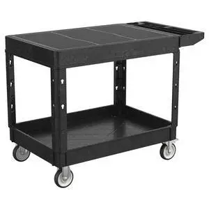 46 x 25 Inch Utility Rolling Storage Cart with Flat Top, Black | 1000 Lbs Capacity, Tool Cart with 360° Swivel Wheels, 2 Shelf Work Cart with Sturdy Platform for Grocery, Cleaning, Garage 46 x 25 Inch Utility Rolling Storage Cart with Flat Top, Black | 1000 Lbs Capacity, Tool Cart with 360° Swivel Wheels, 2 Shelf Work Cart with Sturdy Platform for Grocery, Cleaning, Garage