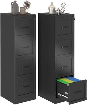 Metal Vertical File Cabinet with Lock, Home Office 4 Drawer Cabinet | 4 Drawer Filing Cabinet, Beside Desk File Cabinet, Black Lockable Storage Cabinet, Fits Letter/Legal/A4 Size Metal Vertical File Cabinet with Lock, Home Office 4 Drawer Cabinet | 4 Drawer Filing Cabinet, Beside Desk File Cabinet, Black Lockable Storage Cabinet, Fits Letter/Legal/A4 Size