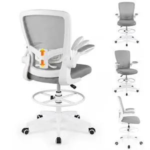 Ergonomic Tall Office Chair with Adjustable Footrest, Grey 2PCS | Drafting Chair Mesh High Back Desk Chair, Flip-up Armrests, 3IN 3D Foam Cushion, Adjustable Back Support for Home Office Ergonomic Tall Office Chair with Adjustable Footrest, Grey 2PCS | Drafting Chair Mesh High Back Desk Chair, Flip-up Armrests, 3IN 3D Foam Cushion, Adjustable Back Support for Home Office