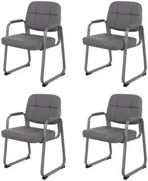 Classic Reception Chair with Padded Armrests and Sled Base, Ergonomic Guest Chair for Office Conference Waiting Meeting Room, Grey (4 Pack) Classic Reception Chair with Padded Armrests and Sled Base, Ergonomic Guest Chair for Office Conference Waiting Meeting Room, Grey (4 Pack)