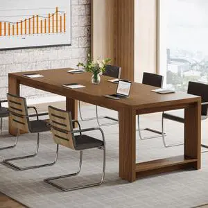 7 ft Conference Table for 6 to 8 People, Modern Rectangle Meeting Room Desk for Boardroom, Home Office (1, Brown) 7 ft Conference Table for 6 to 8 People, Modern Rectangle Meeting Room Desk for Boardroom, Home Office (1, Brown)