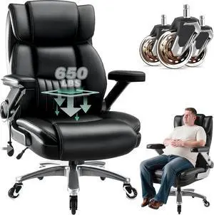 650LBS Large Heavy Duty Executive Office Chair with 5D Flip Arms and Pocket Spring Cushion, Ergonomic Big and Tall Desk Chair with Lumbar Support,High Back PU Leather Computer Chair 650LBS Large Heavy Duty Executive Office Chair with 5D Flip Arms and Pocket Spring Cushion, Ergonomic Big and Tall Desk Chair with Lumbar Support,High Back PU Leather Computer Chair