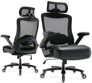 600lbs Big and Tall Office Chair, Heavy Duty Executive Computer Desk Chair | 3D Flip Arms, Large Wheels, Ergonomic Design, Extra Wide Seat, Adjustable Lumbar Support&Headrest, Mesh High Back Chair 600lbs Big and Tall Office Chair, Heavy Duty Executive Computer Desk Chair | 3D Flip Arms, Large Wheels, Ergonomic Design, Extra Wide Seat, Adjustable Lumbar Support&Headrest, Mesh High Back Chair
