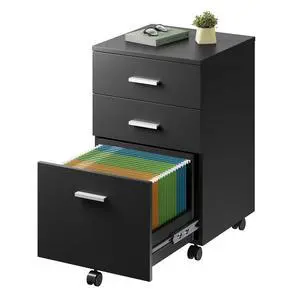 3 Drawer Wood File Cabinet, Under Desk Filing Cabinet, Black | Small Mobile Printer Stand, Fits Letter/A4 Size, Under Desk Storage Cabinet, Home Office 3 Drawer Wood File Cabinet, Under Desk Filing Cabinet, Black | Small Mobile Printer Stand, Fits Letter/A4 Size, Under Desk Storage Cabinet, Home Office