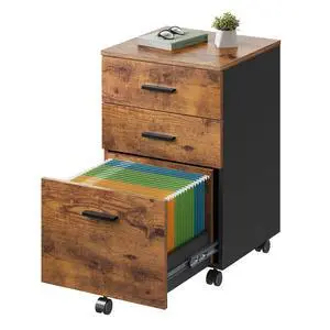 3 Drawer Wood File Cabinet, Under Desk Filing Cabinet, Rustic Brown | Small Mobile Printer Stand, Fits Letter/A4 Size, Under Desk Storage Cabinet, Home Office 3 Drawer Wood File Cabinet, Under Desk Filing Cabinet, Rustic Brown | Small Mobile Printer Stand, Fits Letter/A4 Size, Under Desk Storage Cabinet, Home Office