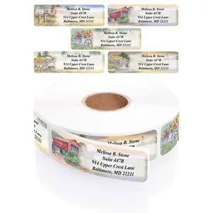 Rural America Assorted Country Scenes Personalized Return Address Labels with Dispenser - Roll of 250 Custom Labels Rural America Assorted Country Scenes Personalized Return Address Labels with Dispenser - Roll of 250 Custom Labels