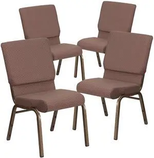 Brown Dot 18.5" W Stacking Church Chair, 4-Pack | Gold Vein Frame, Fabric Upholstery Brown Dot 18.5" W Stacking Church Chair, 4-Pack | Gold Vein Frame, Fabric Upholstery