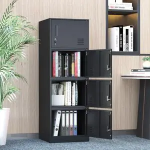 Metal Storage Cabinet with Lock, Organizer,Steel Locker for Office, Home, Bank, School, Gym,Bedroom,Living Room (Black, 4 Doors) Metal Storage Cabinet with Lock, Organizer,Steel Locker for Office, Home, Bank, School, Gym,Bedroom,Living Room (Black, 4 Doors)