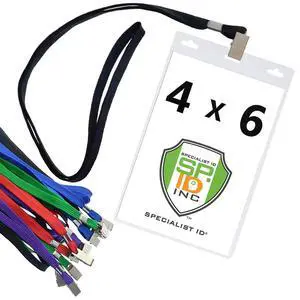 10 Pack - Premium 4X6 Badge Holder with Lanyard - Heavy Duty Extra Large Badge and Credential Holders for Special Events (Max Insert 4" X 6") (Assorted Colors) 10 Pack - Premium 4X6 Badge Holder with Lanyard - Heavy Duty Extra Large Badge and Credential Holders for Special Events (Max Insert 4" X 6") (Assorted Colors)