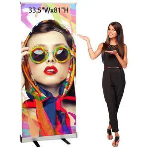Retractable Roll up Banner Stand 33.5''x 81'' ized Banner with Stand Conference Advertising Display Trade Show Stand with Padded Canvas Bag and Box Event Promotion Sign (A Whole Set) Retractable Roll up Banner Stand 33.5''x 81'' ized Banner with Stand Conference Advertising Display Trade Show Stand with Padded Canvas Bag and Box Event Promotion Sign (A Whole Set)