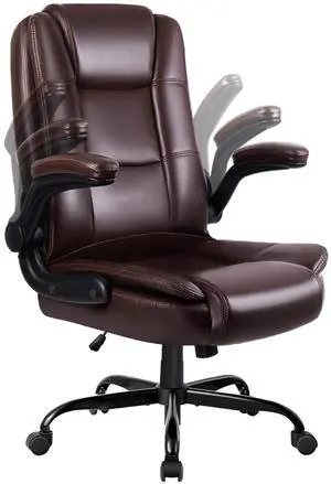 Flip-up Arms Office Desk Chair Big and Tall Managerial Executive Chair, High Back Computer Chair Ergonomic Adjustable Height PU Leather Chairs with Armrest for Long Time Sitting Flip-up Arms Office Desk Chair Big and Tall Managerial Executive Chair, High Back Computer Chair Ergonomic Adjustable Height PU Leather Chairs with Armrest for Long Time Sitting