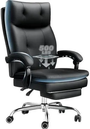 500LBS Big and Tall Comfy Office Chair with Foot Rest,Reclining Desk Chair | Heavy Duty Computer Chair with Wide Spring Cushion for Cross Legged,Class 4 Gas Lift,Metal Base 500LBS Big and Tall Comfy Office Chair with Foot Rest,Reclining Desk Chair | Heavy Duty Computer Chair with Wide Spring Cushion for Cross Legged,Class 4 Gas Lift,Metal Base