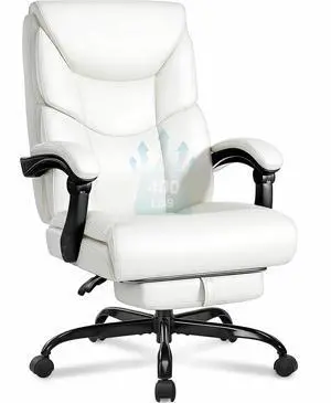 400lbs Office Chair with Foot Rest, Reclining Big and Tall Office Chair with Lumbar Support, High Back PU Leather Computer Chair,Comfy Desk Chair for Home Office (Casual) (White) 400lbs Office Chair with Foot Rest, Reclining Big and Tall Office Chair with Lumbar Support, High Back PU Leather Computer Chair,Comfy Desk Chair for Home Office (Casual) (White)