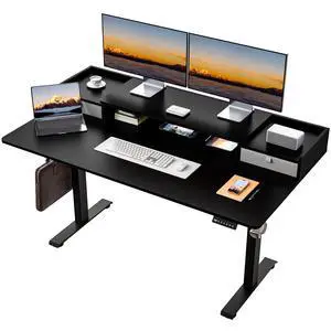 63 x 30 Inch Electric Standing Desk with 2 Drawers, Adjustable Height Widened Stand Up Desk with Storage, Sit to Stand Ergonomic Workstation for Home Office, Classic Black 63 x 30 Inch Electric Standing Desk with 2 Drawers, Adjustable Height Widened Stand Up Desk with Storage, Sit to Stand Ergonomic Workstation for Home Office, Classic Black