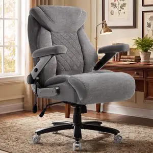 600LBS Large Big and Tall Office Chair, Heavy Duty Wide Ergonomic Gaming Office Chair with 5D Flip Arms, Comfy Fabric Executive Office Desk Chair, Extra Wide Padded Seat, Adjustable Lumbar,Grey 600LBS Large Big and Tall Office Chair, Heavy Duty Wide Ergonomic Gaming Office Chair with 5D Flip Arms, Comfy Fabric Executive Office Desk Chair, Extra Wide Padded Seat, Adjustable Lumbar,Grey