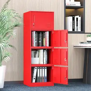 Metal Storage Cabinet with Lock, Organizer,Steel Locker for Office, Home, Bank, School, Gym,Bedroom,Living Room (Red, 4 Doors) Metal Storage Cabinet with Lock, Organizer,Steel Locker for Office, Home, Bank, School, Gym,Bedroom,Living Room (Red, 4 Doors)
