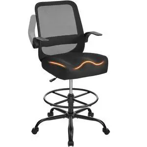 Drafting Chair for Standing Desks, 500LBS Capacity Tall Office Chair with Adjustable Height, Foot Ring, Flip-Up Armrests, Thick Curved Seat for Home Office, Drawing, and Creative Work Drafting Chair for Standing Desks, 500LBS Capacity Tall Office Chair with Adjustable Height, Foot Ring, Flip-Up Armrests, Thick Curved Seat for Home Office, Drawing, and Creative Work