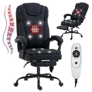 Massage Office Chair with Heat Reclining High Back Desk Chair | Fabric massage office chair with lumbar heat, 8 vibration points, ergonomic support, footrest, and 90°-135°recline Massage Office Chair with Heat Reclining High Back Desk Chair | Fabric massage office chair with lumbar heat, 8 vibration points, ergonomic support, footrest, and 90°-135°recline