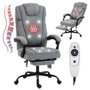 Massage Office Chair with Heat Reclining High Back Desk Chair | Fabric massage office chair with lumbar heat, 8 vibration points, ergonomic support, footrest, and 90°-135°recline Massage Office Chair with Heat Reclining High Back Desk Chair | Fabric massage office chair with lumbar heat, 8 vibration points, ergonomic support, footrest, and 90°-135°recline