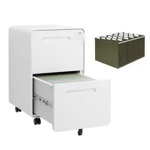 2 Drawer Mobile File Cabinet with Lock, 4 Keys and 25 Letter File Folders | Heavy-Duty Steel Rolling Filing Cabinet Pre-Assembled Under Desk for Home Office Letters/Legal/A4 Hanging File Folders 2 Drawer Mobile File Cabinet with Lock, 4 Keys and 25 Letter File Folders | Heavy-Duty Steel Rolling Filing Cabinet Pre-Assembled Under Desk for Home Office Letters/Legal/A4 Hanging File Folders