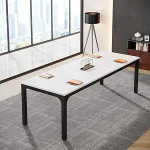 6.5FT Conference Table, 78.7-Inch Rectangle Meeting Seminar Table, Large Business Tables for 6-8 People (Only Table) (White+Black) 6.5FT Conference Table, 78.7-Inch Rectangle Meeting Seminar Table, Large Business Tables for 6-8 People (Only Table) (White+Black)