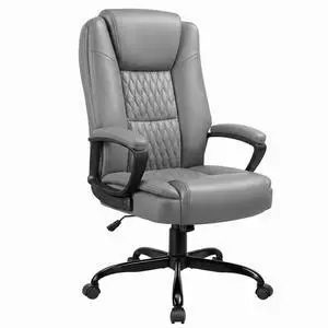 Home Office Executive Desk Chair, High Back PU Leather Chair, Height Adjustable Swivel Computer Chair with Padded Armrest, Grey Home Office Executive Desk Chair, High Back PU Leather Chair, Height Adjustable Swivel Computer Chair with Padded Armrest, Grey