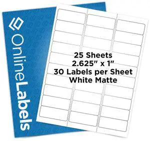 Customizable Address Labels - 2.625 x 1 - Permanent, White Matte - 750 Labels, 25 Sheets - Inkjet/Laser Printers Customizable Address Labels - 2.625 x 1 - Permanent, White Matte - 750 Labels, 25 Sheets - Inkjet/Laser Printers