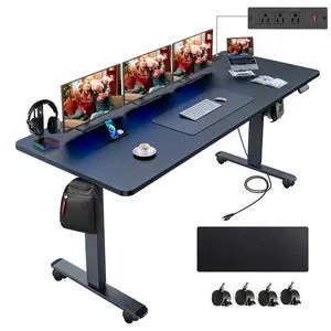 Electric Standing Desk 71 x 28in with Power Outlets, Rolling Stand up Desk with Large Mouse Pad, 3 USB Ports & 3 Power Outlets, Easy to Set Home Office Gaming Computer Table, Black Electric Standing Desk 71 x 28in with Power Outlets, Rolling Stand up Desk with Large Mouse Pad, 3 USB Ports & 3 Power Outlets, Easy to Set Home Office Gaming Computer Table, Black