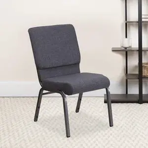 Dark Gray 18.5" W Stacking Church Chair, 4-Pack | Stackable, Silver Vein Frame, Fabric Upholstery Dark Gray 18.5" W Stacking Church Chair, 4-Pack | Stackable, Silver Vein Frame, Fabric Upholstery