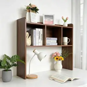 Desktop Bookshelf, Wooden Desk Hutch with 3 Shelves, 3-Tier Desk Shelf Display Rack, Desk Bookshelf for Dorm Office Home,Countertop Storage Organizer for Computer Desk (Walnut) Desktop Bookshelf, Wooden Desk Hutch with 3 Shelves, 3-Tier Desk Shelf Display Rack, Desk Bookshelf for Dorm Office Home,Countertop Storage Organizer for Computer Desk (Walnut)