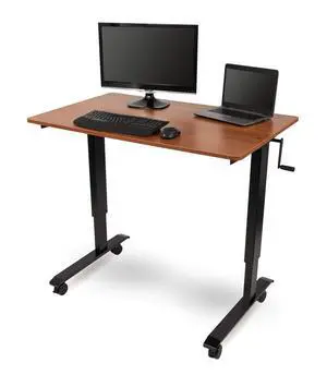 Stand Up Desk Store Crank Adjustable Height Rolling Standing Desk (Black Frame/Teak Top, 48" Wide) Stand Up Desk Store Crank Adjustable Height Rolling Standing Desk (Black Frame/Teak Top, 48" Wide)