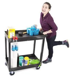 Tubstr 2 Shelf Utility Cart Supports Up to 250 lbs - Heavy-Duty Plastic Service Push Cart with Deep Shelves and 5" Casters, for Offices, Warehouse Storage, Garage (Black, 32 x 18 x 51) Tubstr 2 Shelf Utility Cart Supports Up to 250 lbs - Heavy-Duty Plastic Service Push Cart with Deep Shelves and 5" Casters, for Offices, Warehouse Storage, Garage (Black, 32 x 18 x 51)