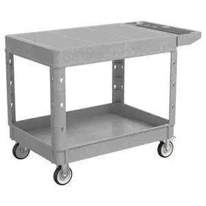 46 x 25 Inch Utility Rolling Storage Cart with Flat Top, Grey | 1000 Lbs Capacity, Tool Cart with 360° Swivel Wheels, 2 Shelf Work Cart with Sturdy Platform for Grocery, Cleaning, Garage 46 x 25 Inch Utility Rolling Storage Cart with Flat Top, Grey | 1000 Lbs Capacity, Tool Cart with 360° Swivel Wheels, 2 Shelf Work Cart with Sturdy Platform for Grocery, Cleaning, Garage