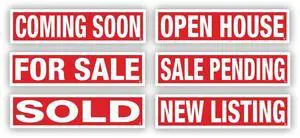 Real Estate Sign Riders | Set of 6 Coroplast (Plastic) Printed Signs with Different Messages for Real Estate | 24x6 Inches | Red with White Text Real Estate Sign Riders | Set of 6 Coroplast (Plastic) Printed Signs with Different Messages for Real Estate | 24x6 Inches | Red with White Text