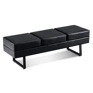 Waiting Room Chairs, Heavy Duty Office Guest Reception Bench, Faux Leather Upholstered Lobby Chairs for Salon, Conference Room 7008 (Black) Waiting Room Chairs, Heavy Duty Office Guest Reception Bench, Faux Leather Upholstered Lobby Chairs for Salon, Conference Room 7008 (Black)