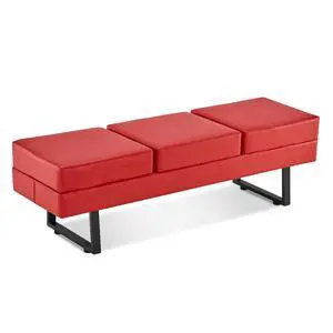 Waiting Room Chairs, Heavy Duty Office Guest Reception Bench, Faux Leather Upholstered Lobby Chairs for Salon, Conference Room 7008 (Red) Waiting Room Chairs, Heavy Duty Office Guest Reception Bench, Faux Leather Upholstered Lobby Chairs for Salon, Conference Room 7008 (Red)