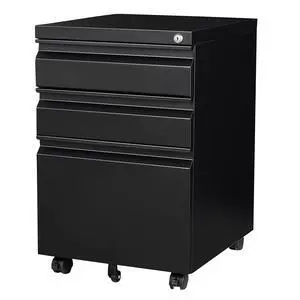 3 Drawer File Cabinet, Fully Assembled Mobile File Cabinets with Lock for Home Office, Metal Rolling Filing Caninet on Wheels, Three Drawer Under Desk Cabnet for Letter/Legal / A4 - Black 3 Drawer File Cabinet, Fully Assembled Mobile File Cabinets with Lock for Home Office, Metal Rolling Filing Caninet on Wheels, Three Drawer Under Desk Cabnet for Letter/Legal / A4 - Black