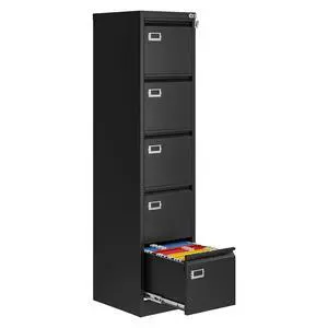 5 Drawer File Cabinet with Lock, Metal Filing Cabinets for Home Office, Vertical Black Locking File Caninet, Steel Narrow Five Drawer File Cabnet for Letter/Legal / A4 / B4- Assembly Required 5 Drawer File Cabinet with Lock, Metal Filing Cabinets for Home Office, Vertical Black Locking File Caninet, Steel Narrow Five Drawer File Cabnet for Letter/Legal / A4 / B4- Assembly Required