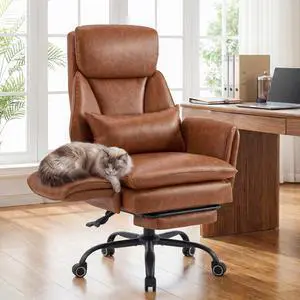 Big and Tall Office Chair, Ergonomic Computer Desk Chair with Footrest, Wide Seat Reclining Gaming Chair, Flip Armrests for Cross Legged Sitting, Heavy Duty Support up to 400LBS, PU, Brown Big and Tall Office Chair, Ergonomic Computer Desk Chair with Footrest, Wide Seat Reclining Gaming Chair, Flip Armrests for Cross Legged Sitting, Heavy Duty Support up to 400LBS, PU, Brown