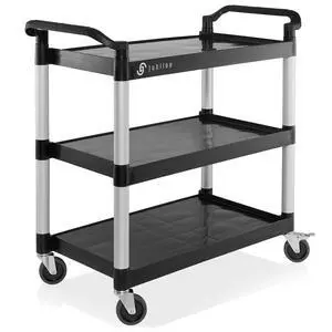 Heavy-Duty 3-Tier Utility Service Cart with Wheels, 40.25" x 38.5" Heavy-Duty 3-Tier Utility Service Cart with Wheels, 40.25" x 38.5"