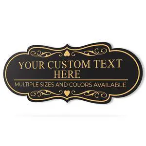 Designer Custom Personalized Plastic Wall or Door Sign Designed Style with Your Text Easy Peel & Stick Installation Made in USA Designer Custom Personalized Plastic Wall or Door Sign Designed Style with Your Text Easy Peel & Stick Installation Made in USA