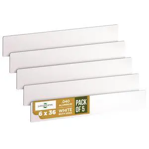 Aluminum Sheet Blanks for Custom Signs, 6 x 36 x.040 in, White, 5 Packs | Double-Sided, Weatherproof, Yard & Garage Sale Use, Sublimation Metal Plate, Vinyl & Digital Print Ready, Burr-Free Corners Aluminum Sheet Blanks for Custom Signs, 6 x 36 x.040 in, White, 5 Packs | Double-Sided, Weatherproof, Yard & Garage Sale Use, Sublimation Metal Plate, Vinyl & Digital Print Ready, Burr-Free Corners