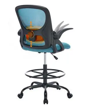 Drafting Chair with Arms, Tall Office Chair for Standing Desks | Ergonomic lumbar pad, breathable mesh and foot ring support forward-leaning posture for sewing, crafts and daily studio work Drafting Chair with Arms, Tall Office Chair for Standing Desks | Ergonomic lumbar pad, breathable mesh and foot ring support forward-leaning posture for sewing, crafts and daily studio work