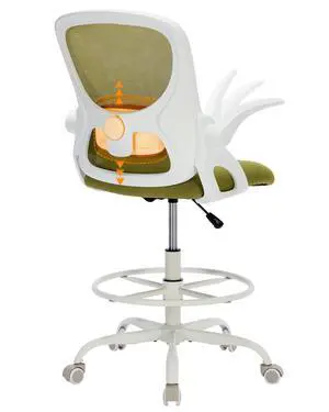 Drafting Chair with Arms, Tall Office Chair for Standing Desks | Ergonomic lumbar pad, breathable mesh and foot ring support forward-leaning posture for sewing, crafts and daily studio work Drafting Chair with Arms, Tall Office Chair for Standing Desks | Ergonomic lumbar pad, breathable mesh and foot ring support forward-leaning posture for sewing, crafts and daily studio work