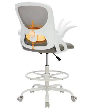 Drafting Chair with Arms, Tall Office Chair for Standing Desks | Ergonomic lumbar pad, breathable mesh and foot ring support forward-leaning posture for sewing, crafts and daily studio work Drafting Chair with Arms, Tall Office Chair for Standing Desks | Ergonomic lumbar pad, breathable mesh and foot ring support forward-leaning posture for sewing, crafts and daily studio work