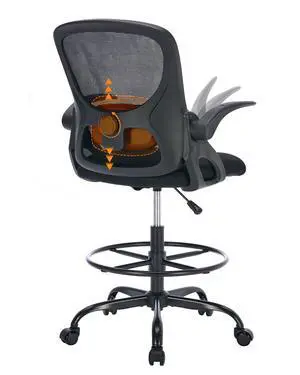 Drafting Chair with Arms, Tall Office Chair for Standing Desks | Ergonomic lumbar pad, breathable mesh and foot ring support forward-leaning posture for sewing, crafts and daily studio work Drafting Chair with Arms, Tall Office Chair for Standing Desks | Ergonomic lumbar pad, breathable mesh and foot ring support forward-leaning posture for sewing, crafts and daily studio work