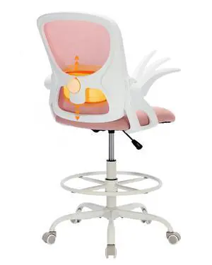 Drafting Chair with Arms, Tall Office Chair for Standing Desks | Ergonomic lumbar pad, breathable mesh and foot ring support forward-leaning posture for sewing, crafts and daily studio work Drafting Chair with Arms, Tall Office Chair for Standing Desks | Ergonomic lumbar pad, breathable mesh and foot ring support forward-leaning posture for sewing, crafts and daily studio work
