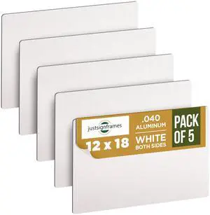 Aluminum Sheet Blanks for Custom Signs, 12 x 18 x.040 in, White, 5 Packs | Double-Sided, Weatherproof, Yard & Garage Sale Use, Sublimation Metal Plate, Vinyl & Digital Print Ready, Burr-Free Corners Aluminum Sheet Blanks for Custom Signs, 12 x 18 x.040 in, White, 5 Packs | Double-Sided, Weatherproof, Yard & Garage Sale Use, Sublimation Metal Plate, Vinyl & Digital Print Ready, Burr-Free Corners